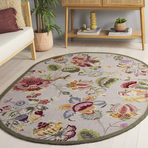 Safavieh Chelsea Hayleigh Bordered Wool Area Rug, Sage, 7'6" x 9'6" Oval