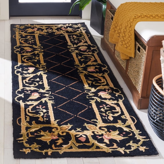 Safavieh Chelsea Henderson Bordered Wool Runner Rug, Black, 3' x 12'