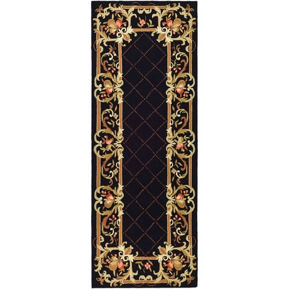 Chelsea Black Wool 3' x 8' Hand Hooked Runner Rug