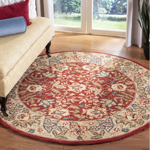Safavieh Chelsea Henrietta Oriental Area Rug, Red/Ivory, 4' x 4' Round