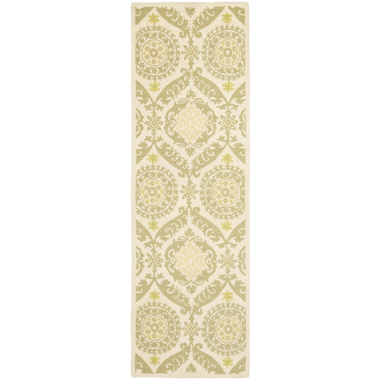 Handmade Ivory Wool Area Rug with Geometric Pattern