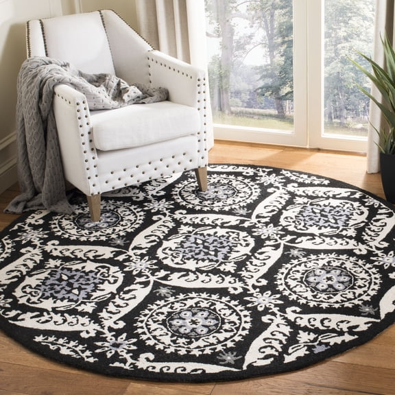 Safavieh Chelsea Hollie Geometric Area Rug, Black/Ivory, 4' x 4' Round