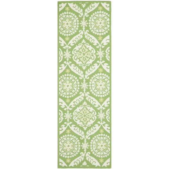 SAFAVIEH Chelsea Hollie Geometric Wool Area Rug, Green/Beige, 5'6" x 5'6" Round