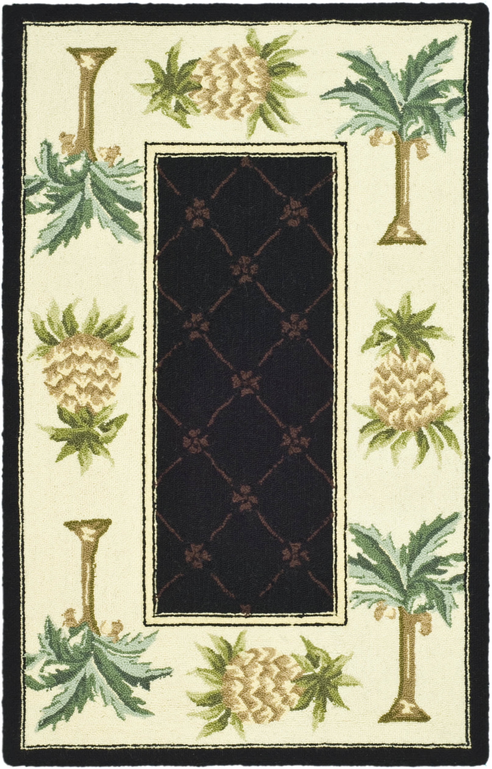 Pineapple Rug Wool SAFAVIEH Chelsea Imani Palm Tree Pineapple Lovers Wool Area Rug, Black ...