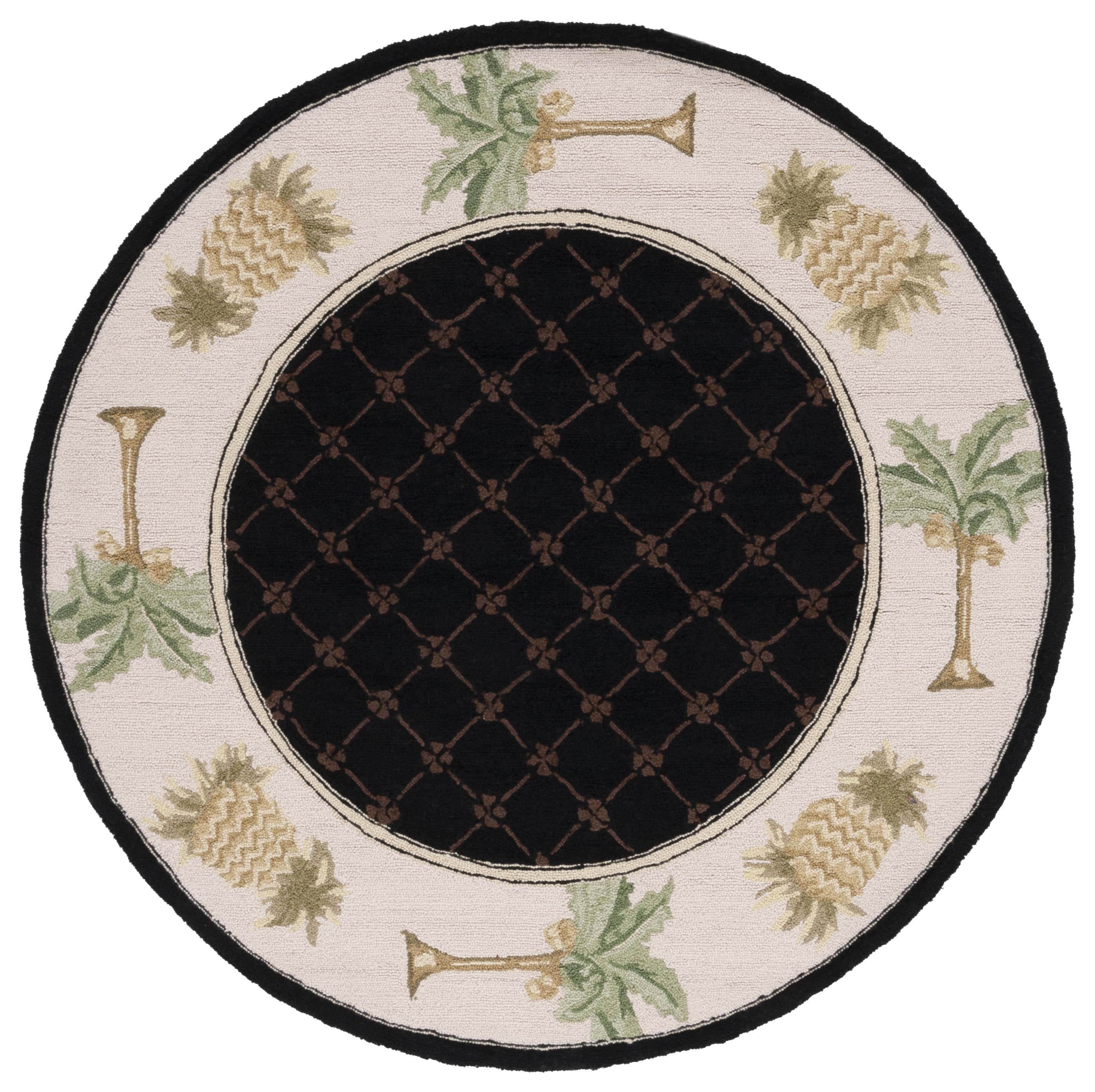 Pineapple Rug Wool SAFAVIEH Chelsea Imani Palm Tree Pineapple Lovers Wool Area Rug, Black ...