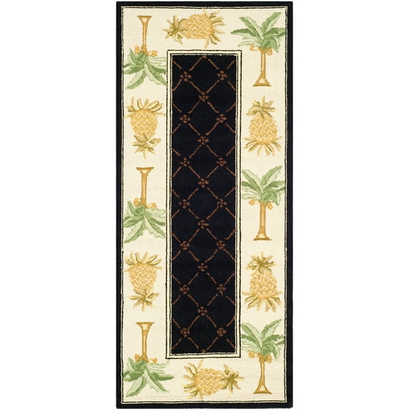SAFAVIEH Chelsea Imani Paradise Lovers Wool Runner Rug, Black/Ivory, 2'6" x 6'