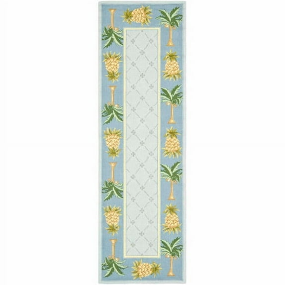SAFAVIEH Chelsea Imani Paradise Lovers Wool Runner Rug, Light Blue/Blue, 2'6" x 8'