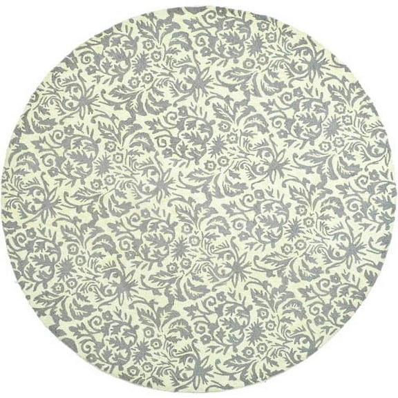 SAFAVIEH Chelsea Jackalyn Damask Wool Area Rug, Beige Yellow/Grey, 3' x 3' Round