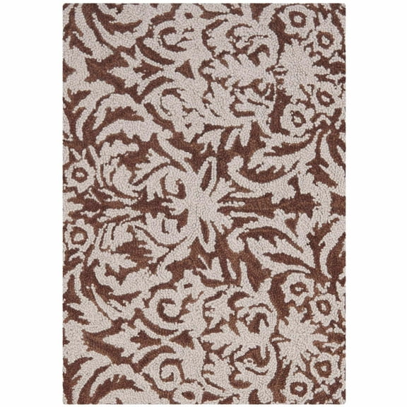 SAFAVIEH Chelsea Jackalyn Damask Wool Area Rug, Brown/Grey, 1'8" x 2'6"