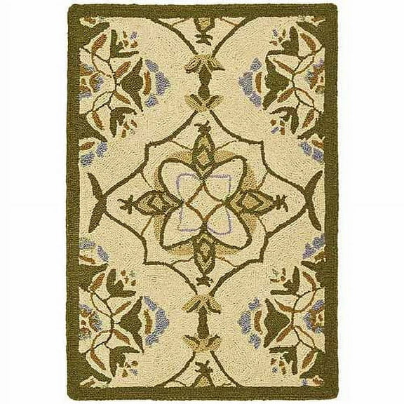 SAFAVIEH Chelsea Jamison Geometric Wool Area Rug, Ivory/Green, 1'8" x 2'6"