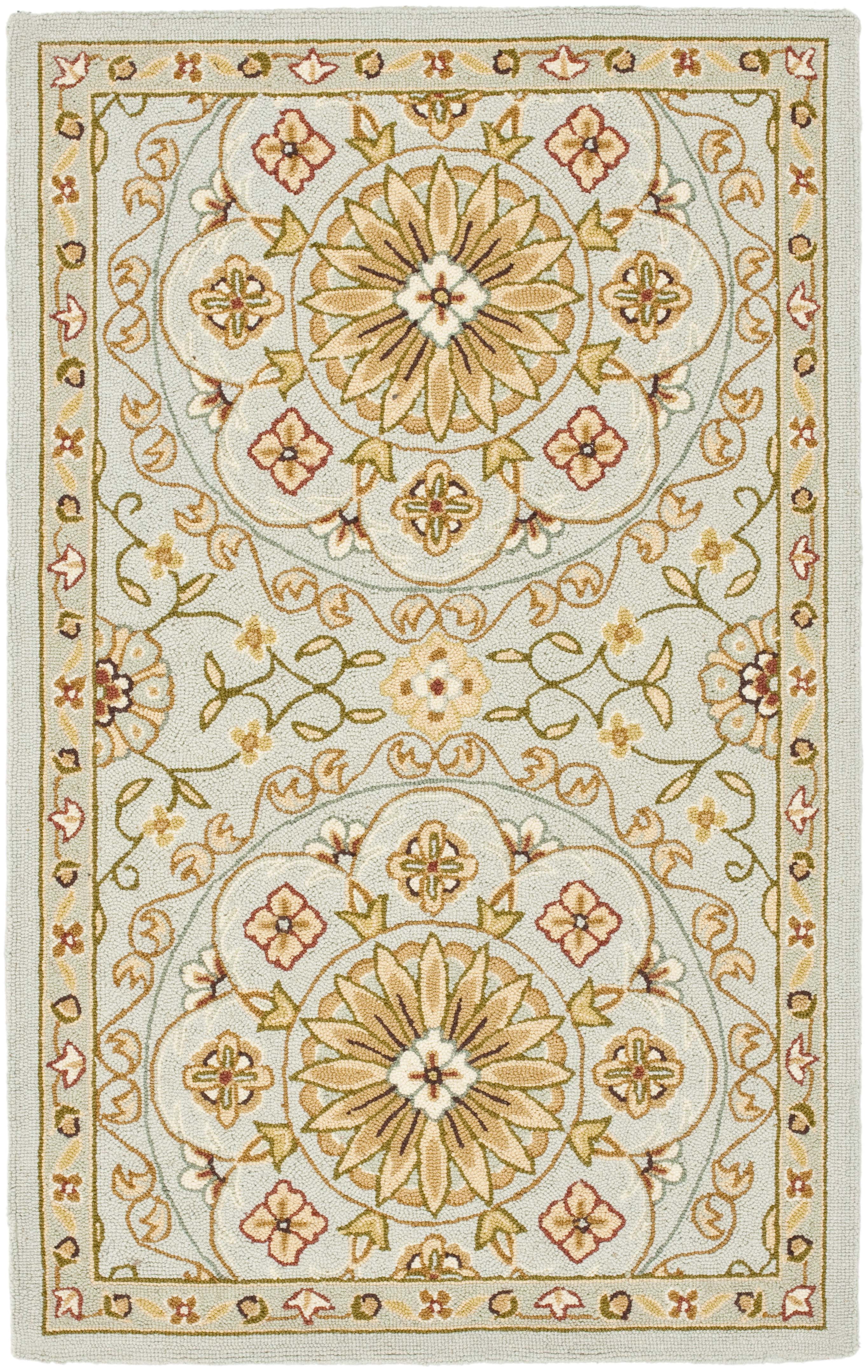Teal and Green Handmade Wool Tufted Small Rug