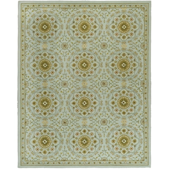 SAFAVIEH Chelsea Janella Geometric Borders Wool Area Rug, Teal/Green, 5'3" x 8'3"