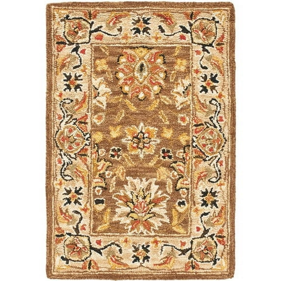 SAFAVIEH Chelsea Kaeden Floral Wool Area Rug, Brown/Ivory, 2'6" x 4'