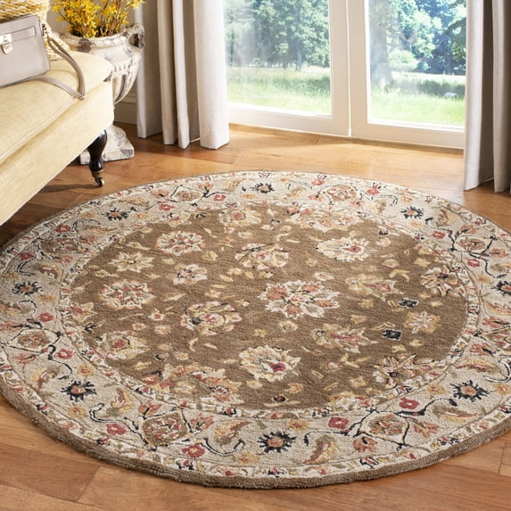 Safavieh Chelsea Neal Bordered Area Rug, Brown/Ivory, 3' x 3' Round