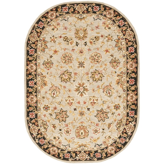 Safavieh Chelsea Neal Bordered Area Rug, Light Blue/Black, 4'6" x 6'6" Oval