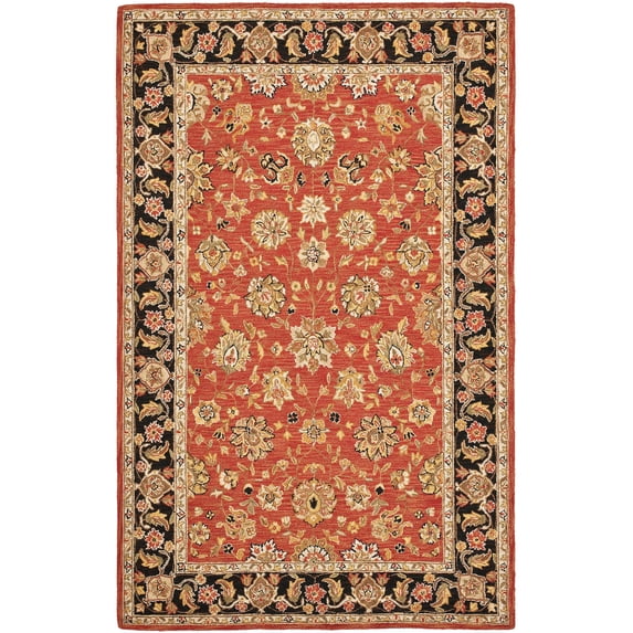 SAFAVIEH Chelsea Kaeden Floral Wool Area Rug, Rose/Black, 5'3" x 8'3"
