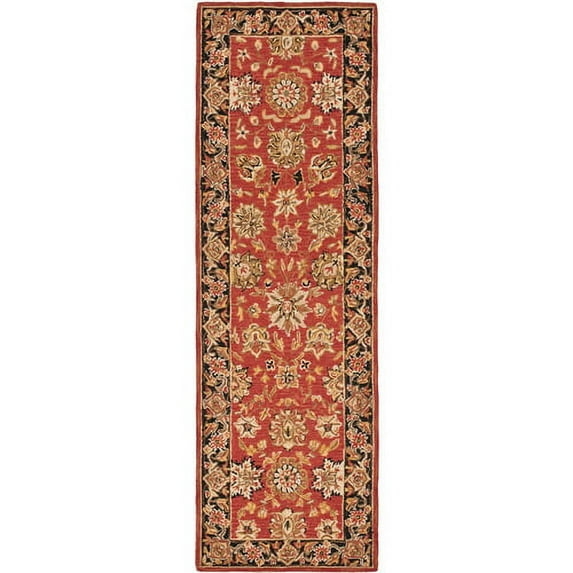 SAFAVIEH Chelsea Kaeden Floral Wool Runner Rug, Rose/Black, 2'6" x 8'