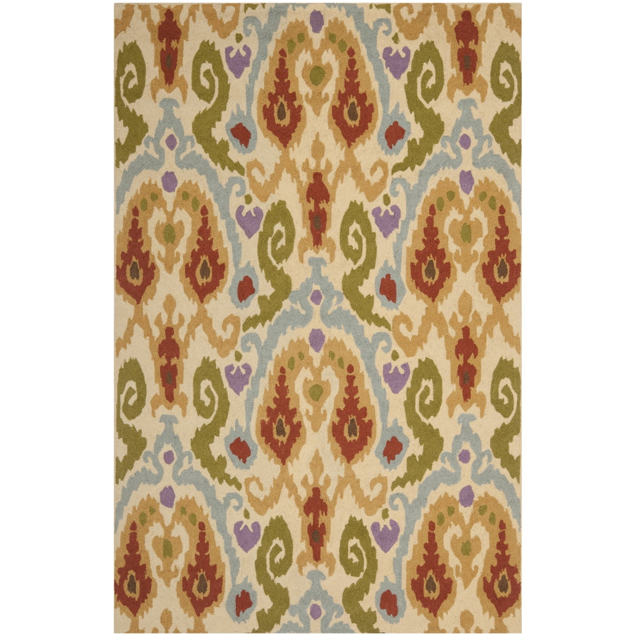 Handmade Rectangular Off-White Wool Southwestern Area Rug