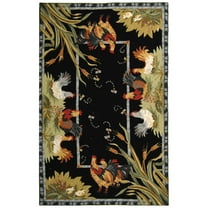 SAFAVIEH Chelsea Lanford Rooster Wool Area Rug, Black, 3' x 3' Round