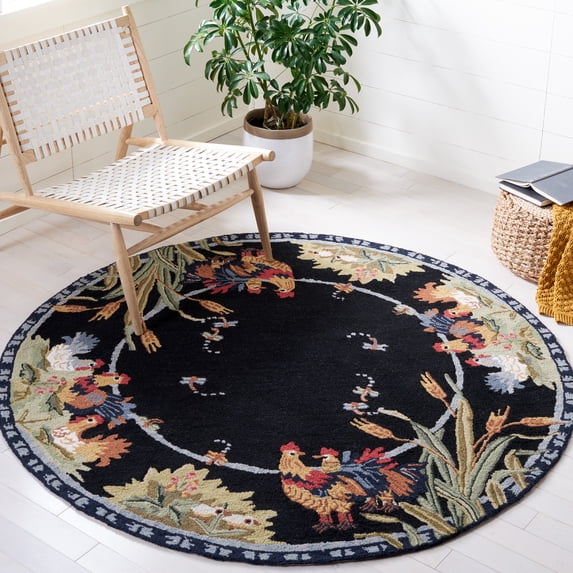 Safavieh Chelsea Lanford Animal Wool Area Rug, Black, 5'6" x 5'6" Round