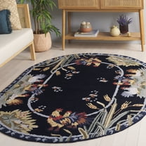 Safavieh Chelsea Lanford Animal Wool Area Rug, Black, 7'6" x 9'6" Oval