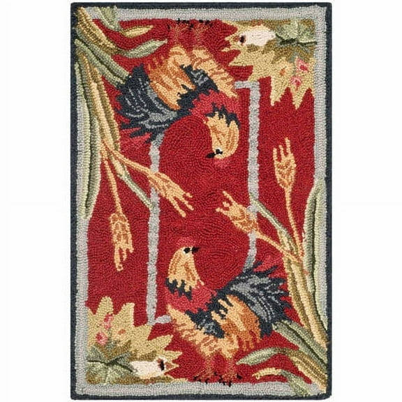 SAFAVIEH Chelsea Lanford Rooster Wool Area Rug, Burgundy, 1'8" x 2'6"