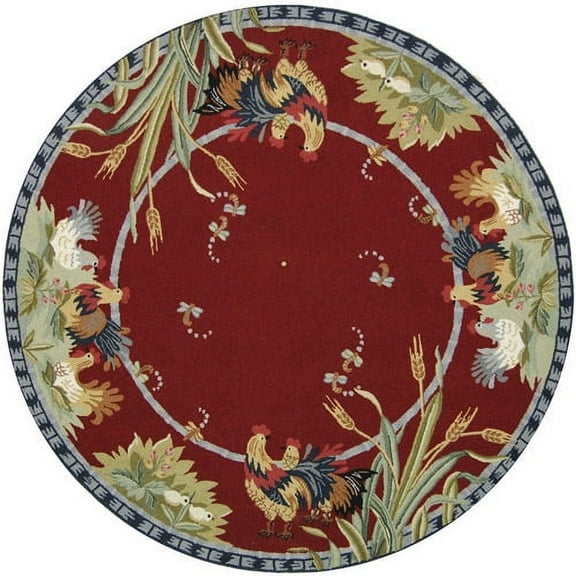 SAFAVIEH Chelsea Lanford Rooster Wool Area Rug, Burgundy, 7'9" x 9'9"