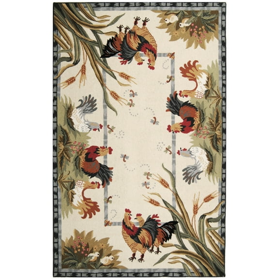 SAFAVIEH Chelsea Lanford Rooster Wool Area Rug, Ivory, 2'6" x 4'