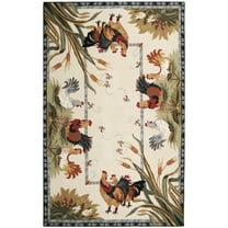 SAFAVIEH Chelsea Lanford Rooster Wool Area Rug, Ivory, 8' x 8' Round