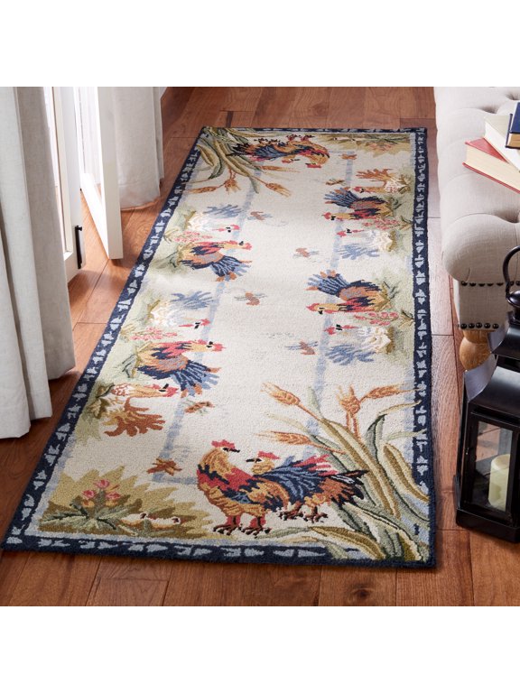 Chelsea Lanford Rooster Wool Runner Rug, Ivory, 2'6" x 6'