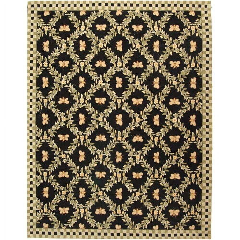 Handmade Black Floral Wool 6' x 9' Tufted Area Rug