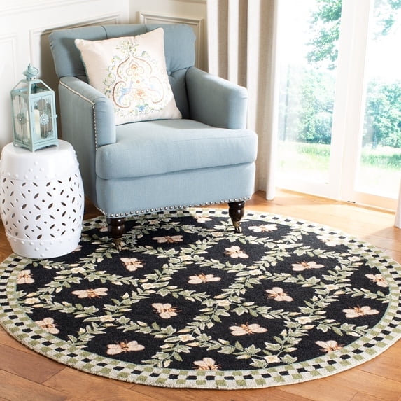 Safavieh Chelsea Lara Bordered Wool Area Rug, Black, 8' x 8' Round