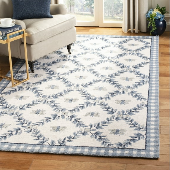 Safavieh Chelsea Lara Bordered Wool Area Rug, Ivory/Blue, 2'9" x 4'9"