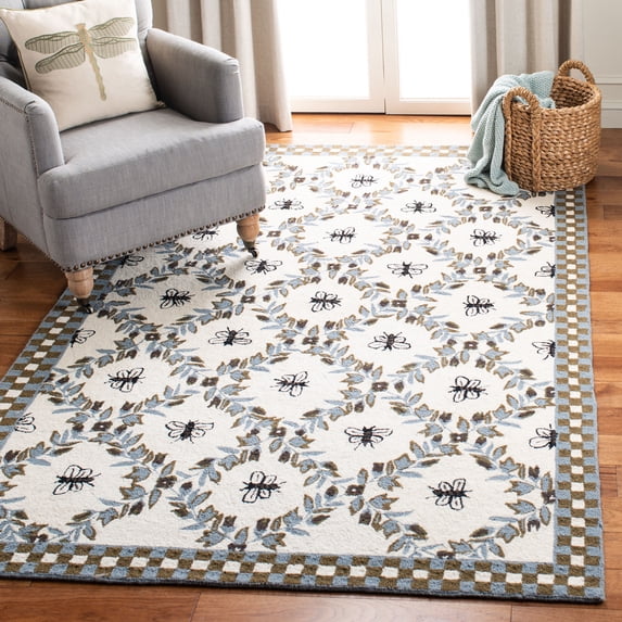 Safavieh Chelsea Lara Bordered Wool Area Rug, Ivory/Light Blue, 6' x 9'