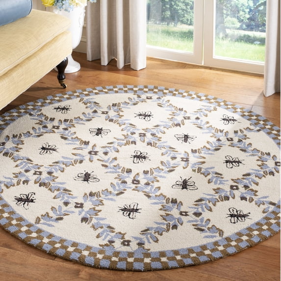 Safavieh Chelsea Lara Bordered Wool Area Rug, Ivory/Light Blue, 7'6" x 9'6" Oval