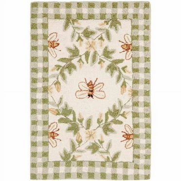 SAFAVIEH Chelsea Lara Floral Wool Area Rug, Ivory/Green, 1'8" x 2'6"