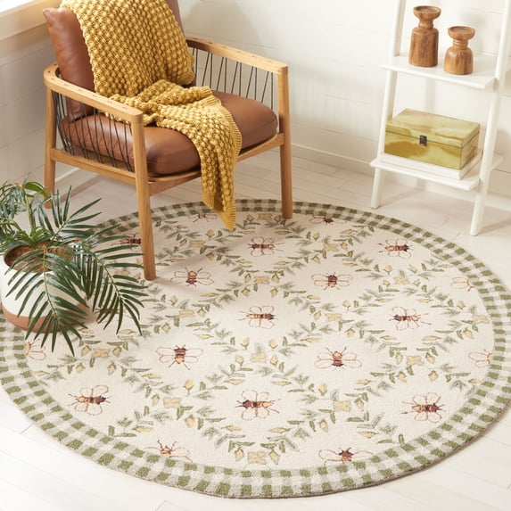 Safavieh Chelsea Lara Bordered Wool Area Rug, Ivory/Green, 8' x 8' Round