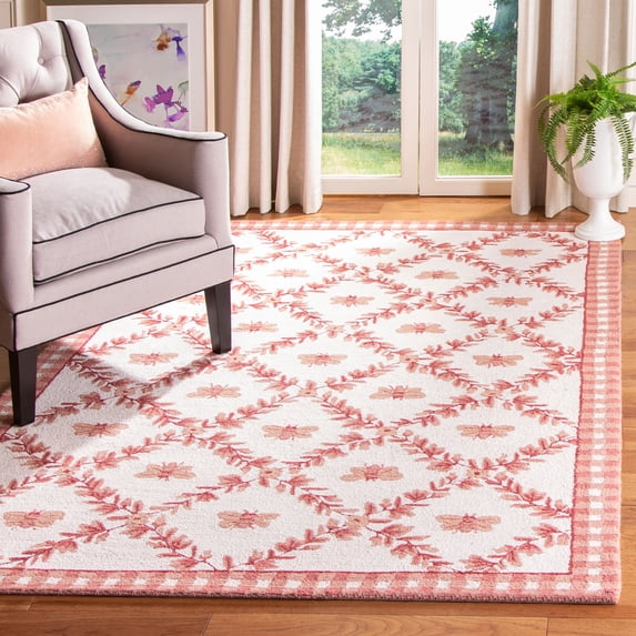 Safavieh Chelsea Lara Bordered Wool Area Rug, Ivory/Rose, 3'9" x 5'9"