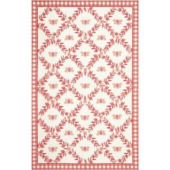 SAFAVIEH Chelsea Lara Floral Wool Area Rug, Ivory/Rose, 6' x 9'