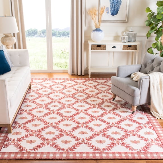 Safavieh Chelsea Lara Bordered Wool Area Rug, Ivory/Rose, 8' x 10'