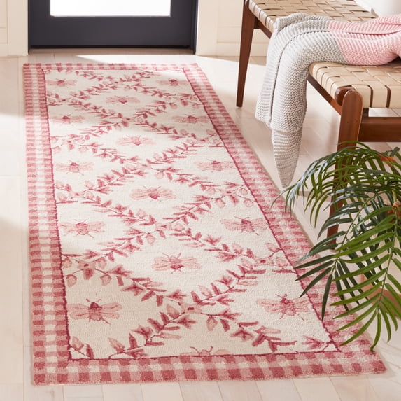 Safavieh Chelsea Lara Bordered Wool Runner Rug, Ivory/Rose, 2'6" x 6'
