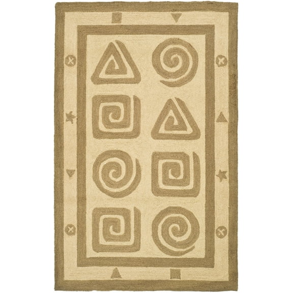 SAFAVIEH Chelsea Lucetta Abstract Geometric Wool Area Rug, Beige, 2'6" x 4'