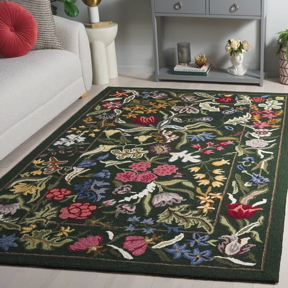 Safavieh Chelsea Mabelle Floral Wool Area Rug, Green/Pink, 3'9" x 5'9"