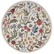 SAFAVIEH Chelsea Mabelle Floral Wool Area Rug, Ivory/Green, 3' x 3' Square