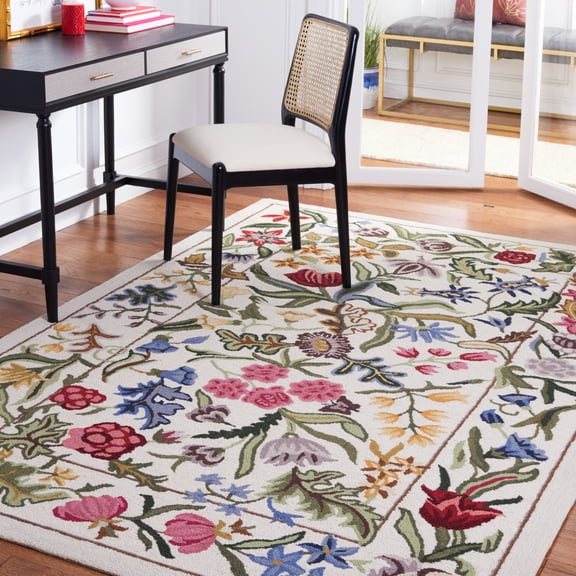 Safavieh Chelsea Mabelle Floral Wool Area Rug, Ivory/Green, 3' x 3' Square