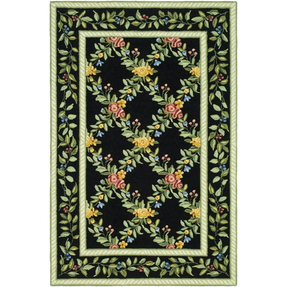 SAFAVIEH Chelsea Makayla Floral Wool Area Rug, Black, 2'9" x 4'9"