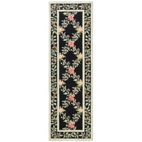 SAFAVIEH Chelsea Makayla Floral Wool Runner Rug, Black, 2'6" x 8'