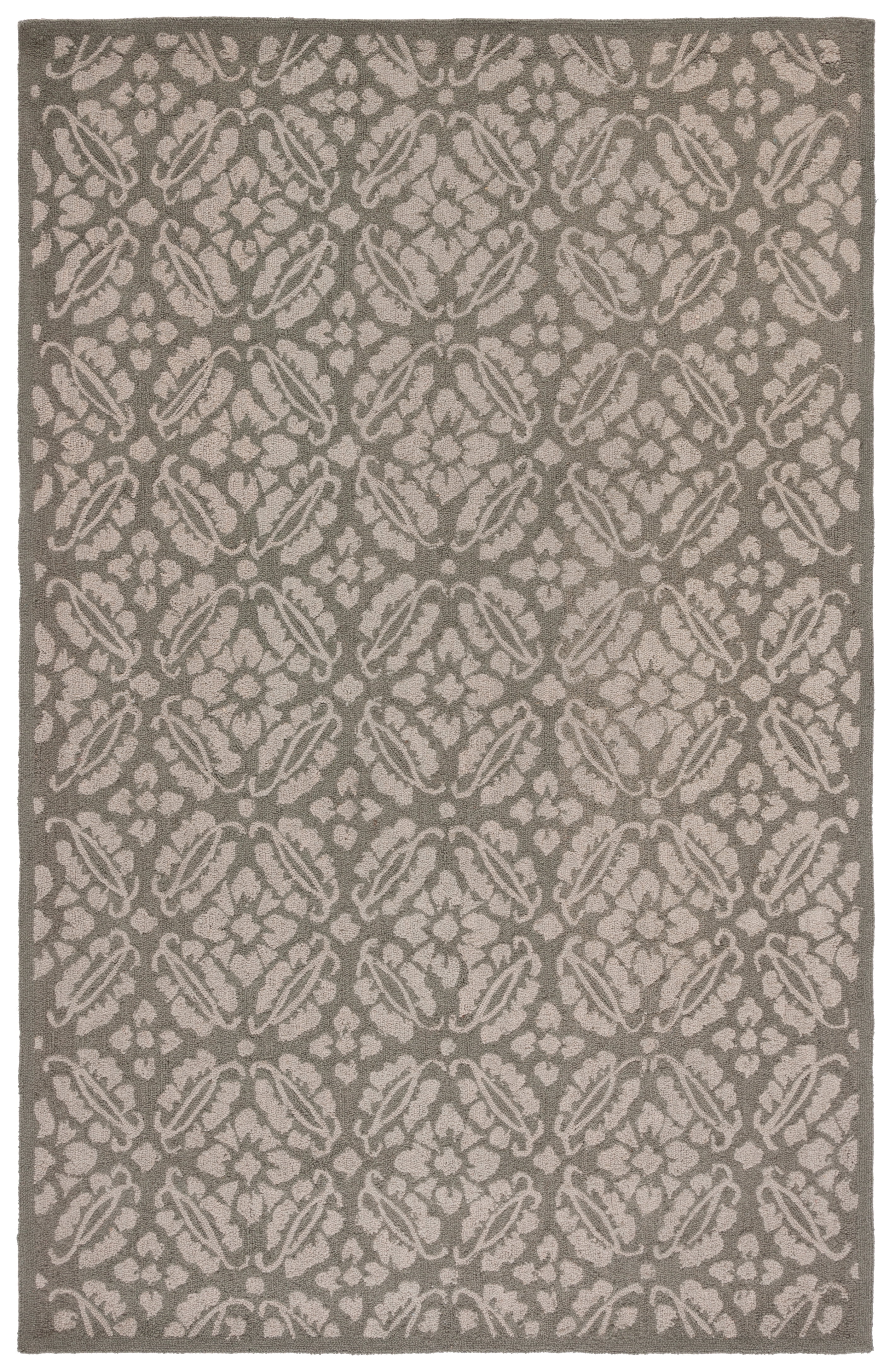 Handmade Sage Floral Wool Rectangular Area Rug