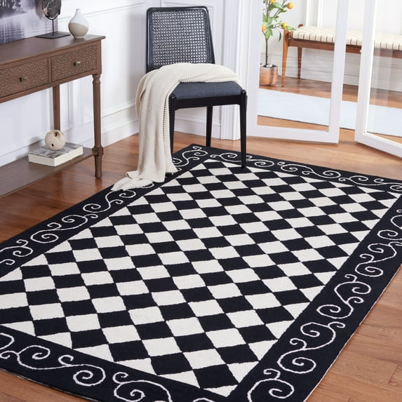 Safavieh Chelsea Marilou Bordered Wool Area Rug, Black/Ivory, 5'3" x 8'3"