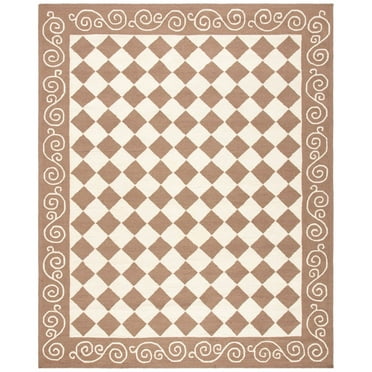 SAFAVIEH Chelsea Marilou Checkered Wool Area Rug, Brown/Ivory, 5'3" x 8'3"